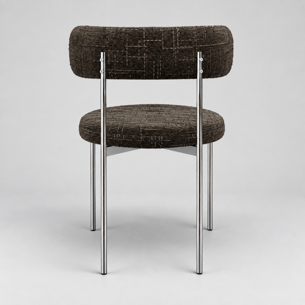 Set Of 2 ADELE Brown Espresso Woven Velvet Chairs With Chrome Legs