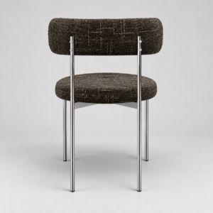Set Of 2 ADELE Brown Espresso Woven Velvet Chairs With Chrome Legs - Image 4