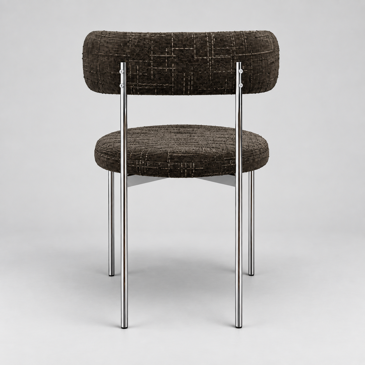 Set Of 2 ADELE Brown Espresso Woven Velvet Chairs With Chrome Legs - Image 4