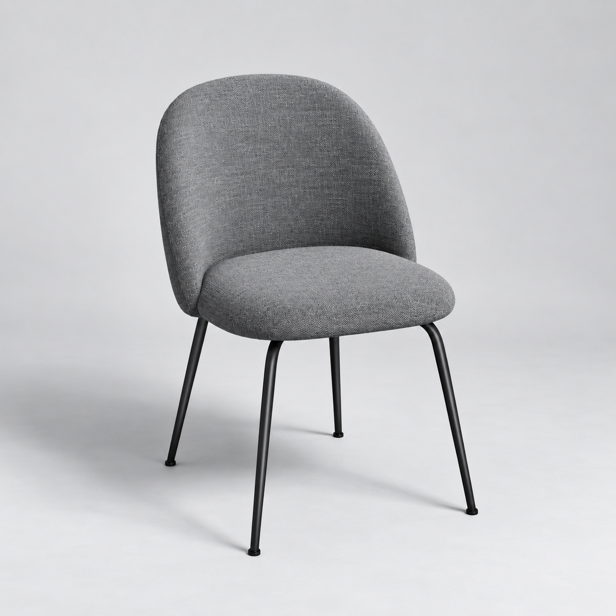 Set Of 2 ELLA Gray Soft-Touch Woven Fabric Chairs with Black Legs - Image 1
