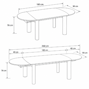 SILVA Black Marble, Black Legs, Extendable Dining Table, 180cm - Image 5