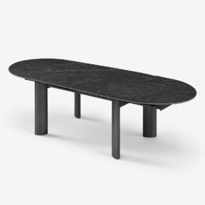 SILVA Black Marble, Black Legs, Extendable Dining Table, 180cm - Image 4