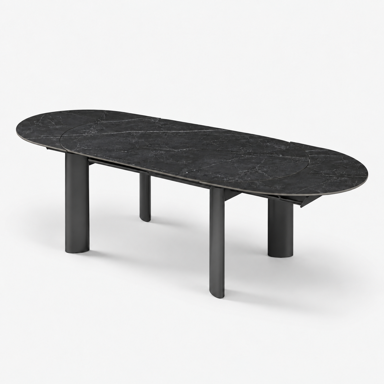 SILVA Black Marble, Black Legs, Extendable Dining Table, 180cm - Image 4