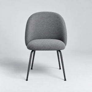 Set Of 2 ELLA Gray Soft-Touch Woven Fabric Chairs with Black Legs - Image 2