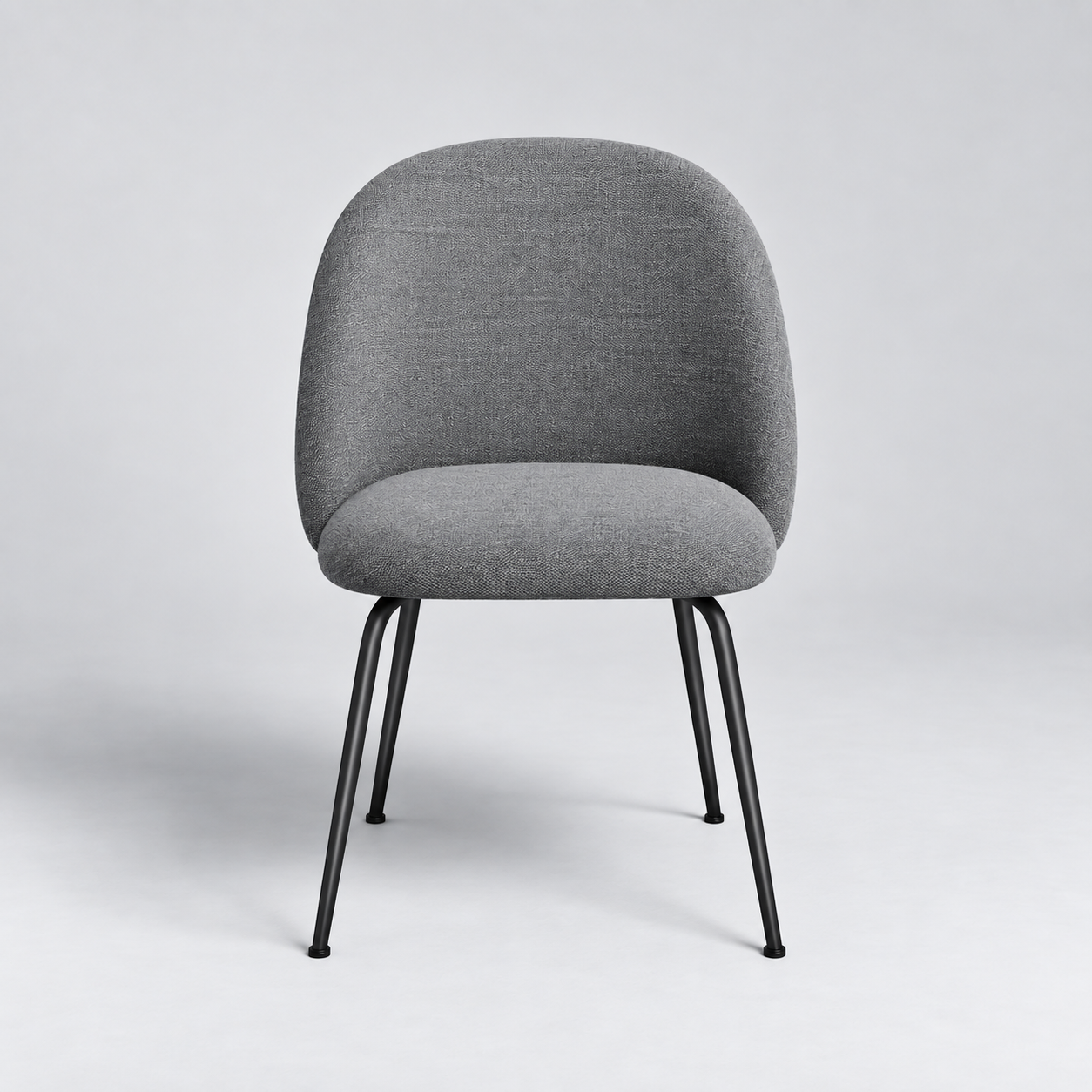 Set Of 2 ELLA Gray Soft-Touch Woven Fabric Chairs with Black Legs - Image 2